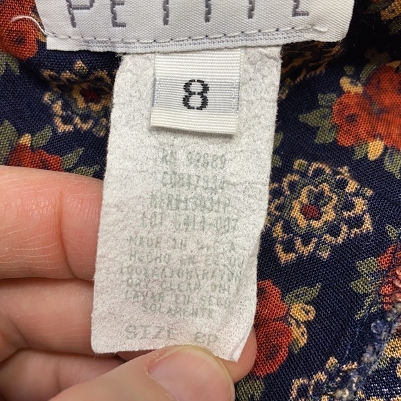 Vintage Expo Petite Rose Long Sleeve Prairie Dress 8 Petite - Picture 7 of 8